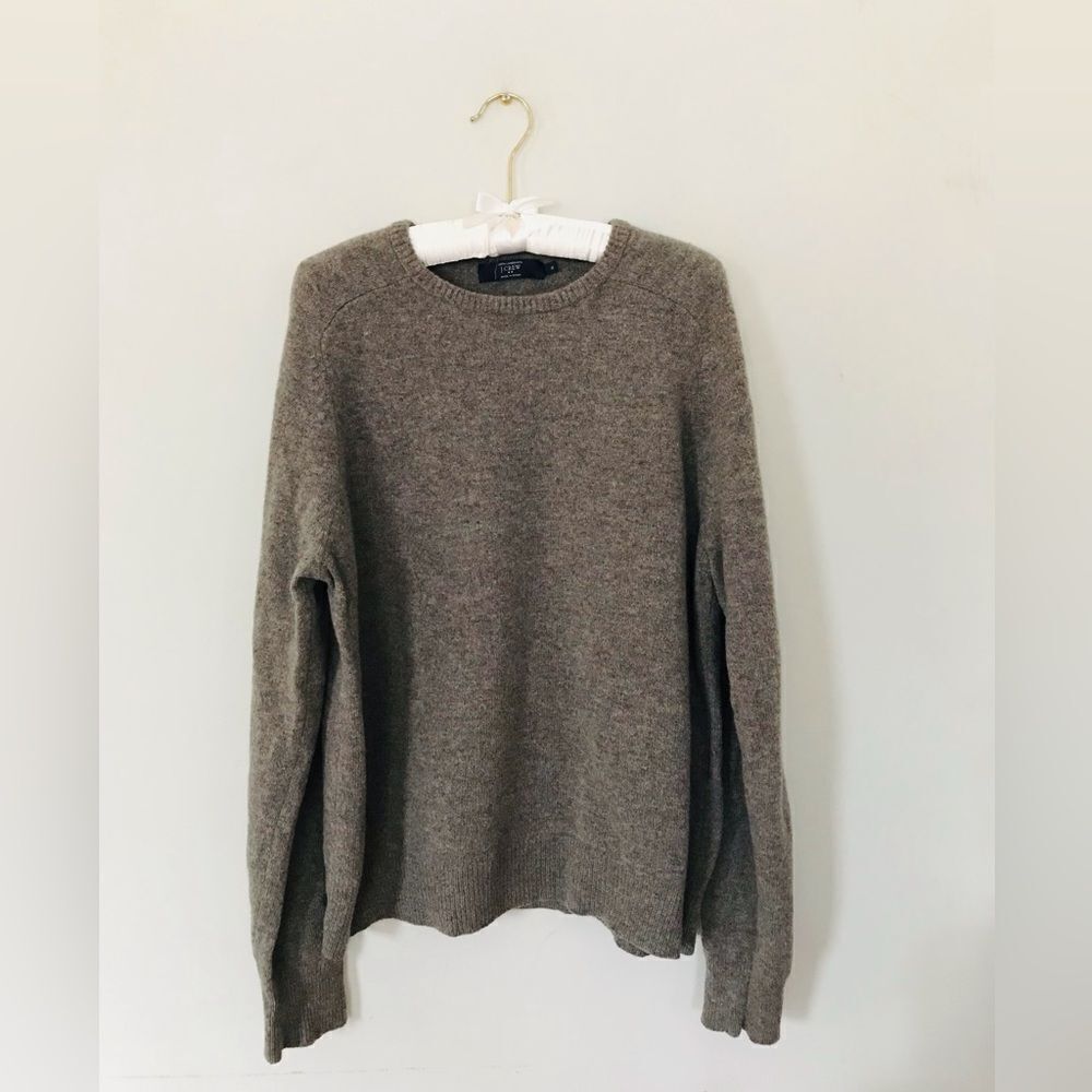 J crew | mens beige 100% lambs wool crewneck sweater | size XL